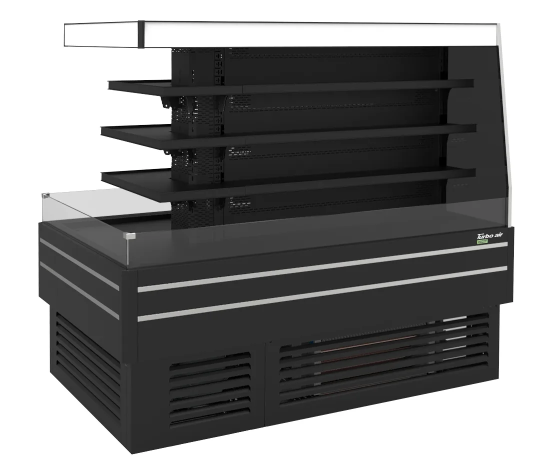 Turbo Air TIOM-48CSB-N 73" Island Display Self-Serve Refrigerated Merchandiser in Black, 3 Shelves