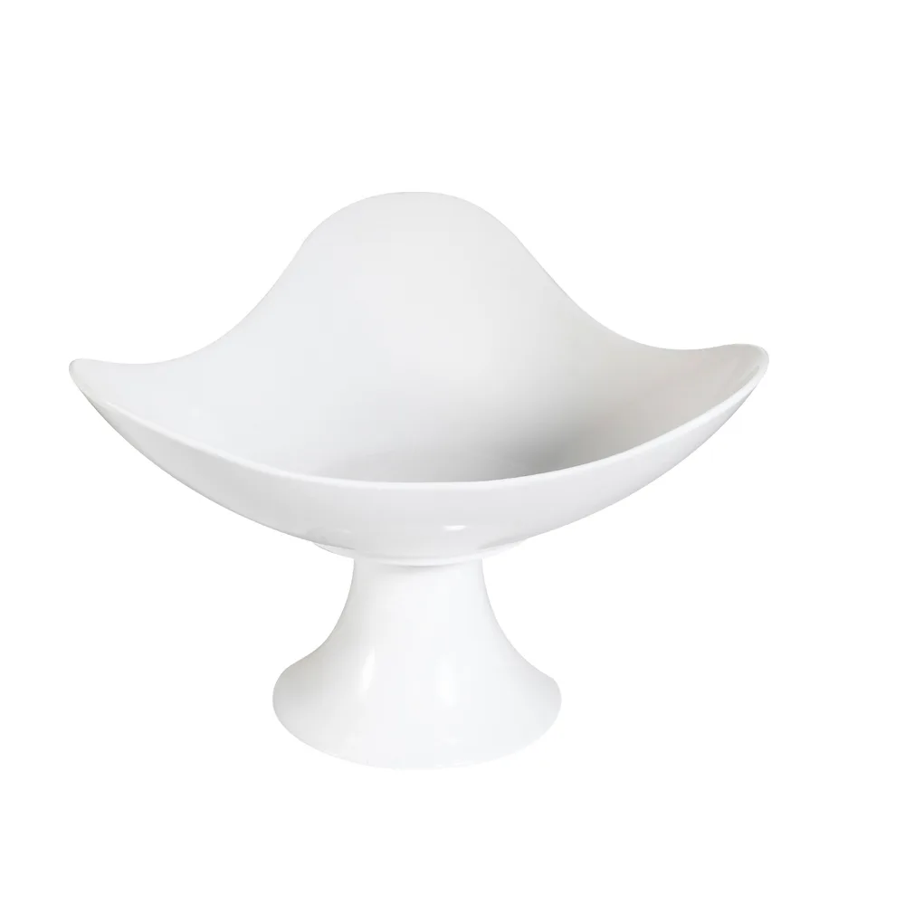 CAC China CFST-13 - White Porcelain Triangular Display Stand, 12-3/4" Square, Dishwasher Safe - 1/Each