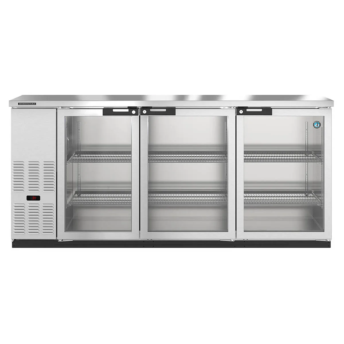 Hoshizaki BB80-G-S 80" Three Section 3 Swing Glass Door Back Bar Cooler, 26.74 cu. ft.