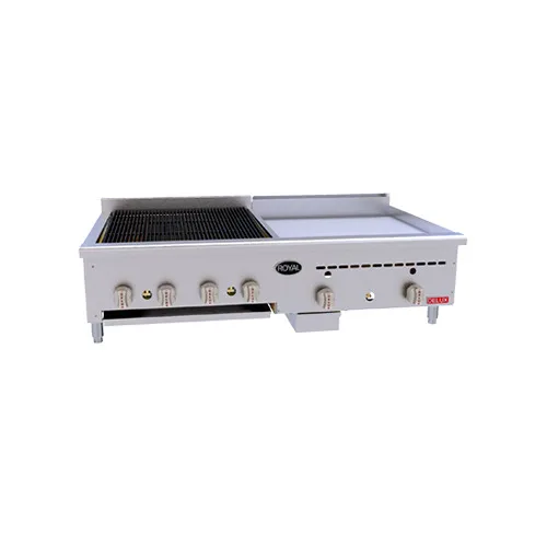 Royal Range of California BG-3624 60" Countertop Gas Griddle/Charbroiler Combination, 135.000 BTU