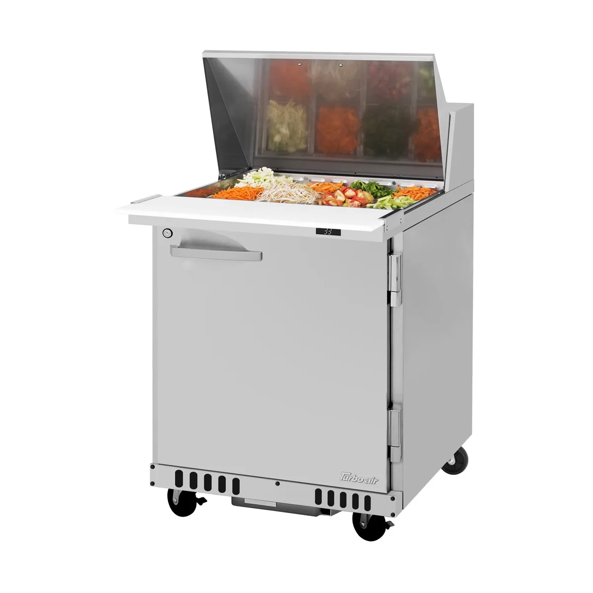 Turbo Air PST-28-12-FB-N(-L) 27" 1-Door Mega Top Sandwich and Salad Prep Table, 12 Pans