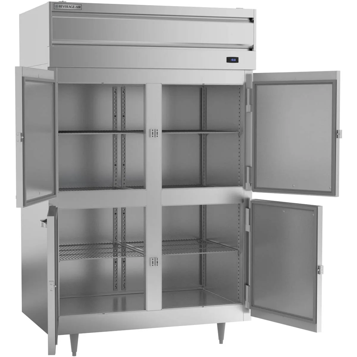 Beverage Air PF2HC-1AHS 52" Two Section Reach-In Freezer w/ 4 Half Solid Doors, Aluminum Interior, 45 cu. ft.
