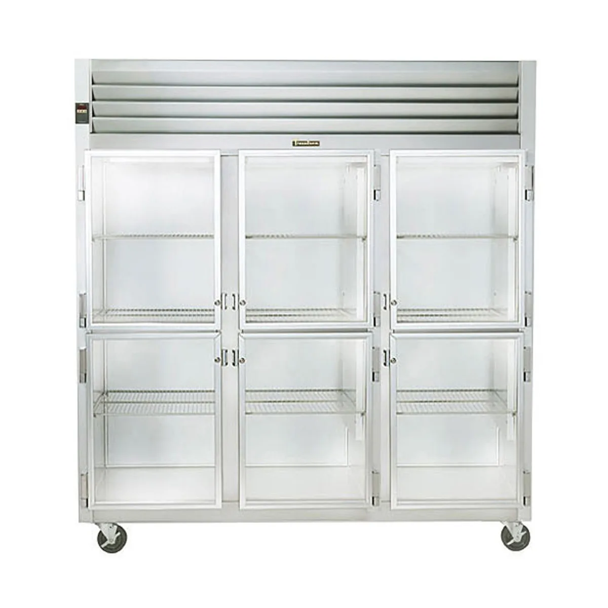 Traulsen RHT332W-HHG 86" 3-Section Reach-In Refrigerator w/ 6 Glass Half-Doors, Remote, 78.77 cu. ft.