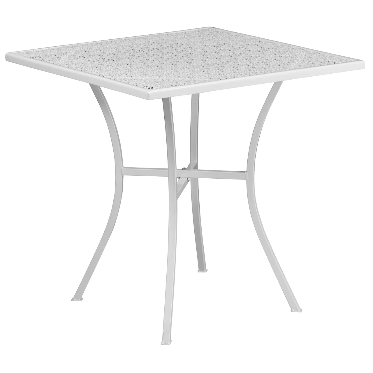 Flash Furniture CO-5-WH-GG 28x28 Square Patio Table, White Steel, Powder Coat Finish, 28.25H