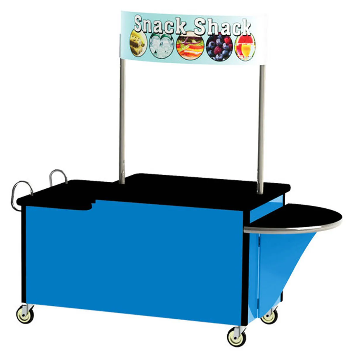 Lakeside 768 Stainless Steel Vending Kiosk / Breakfast / Snack Cart w/ 2-Level Black Laminate Flat Top