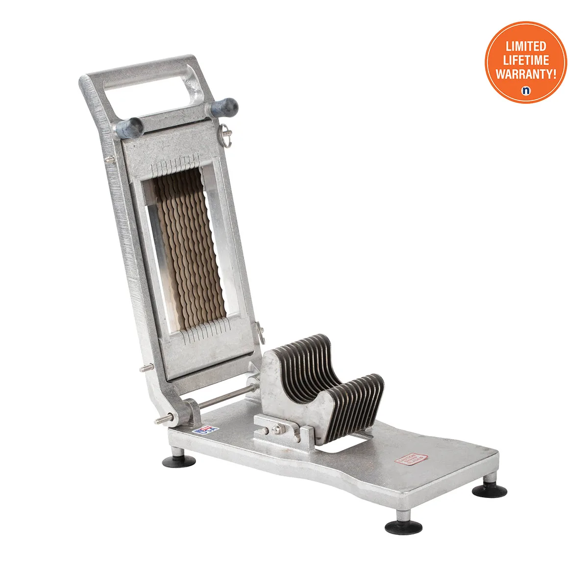 Nemco 56610A-2 Manual Roma Tomato Slicer – 1/4" Slice, Scalloped Blade, Cast Aluminum Frame, Suction-Cup Feet