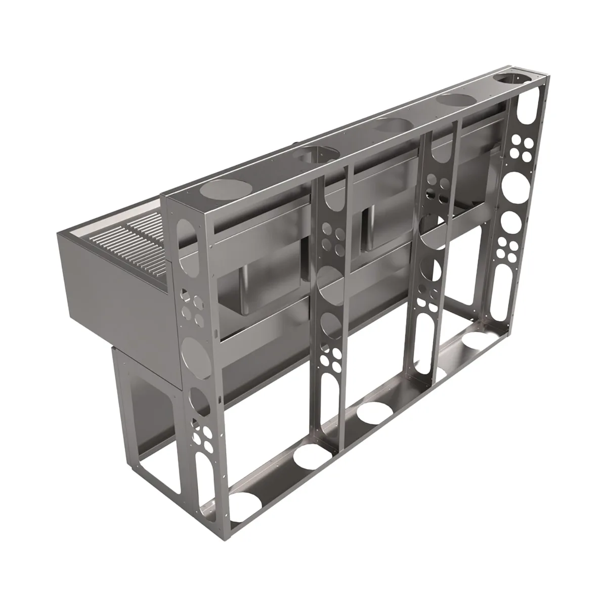 BK Resources UBDW-21-360TS Underbar Sink Units, 3 Compartment with 2 Drainboards