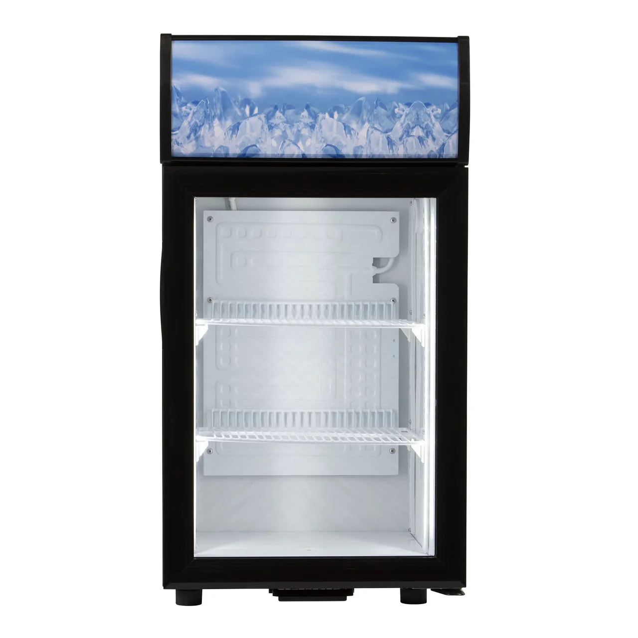 Adcraft CDRF-1D/1.5 Countertop Merchandiser Refrigerator, 1.5 cu ft, Black Coated Steel, Swing Glass Door