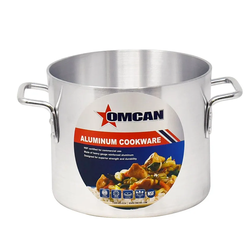 Omcan USA 43366 Stock Pot, 8-Qt, 9" Diameter x 7.5" Deep, Dual Handles, Aluminum, NSF