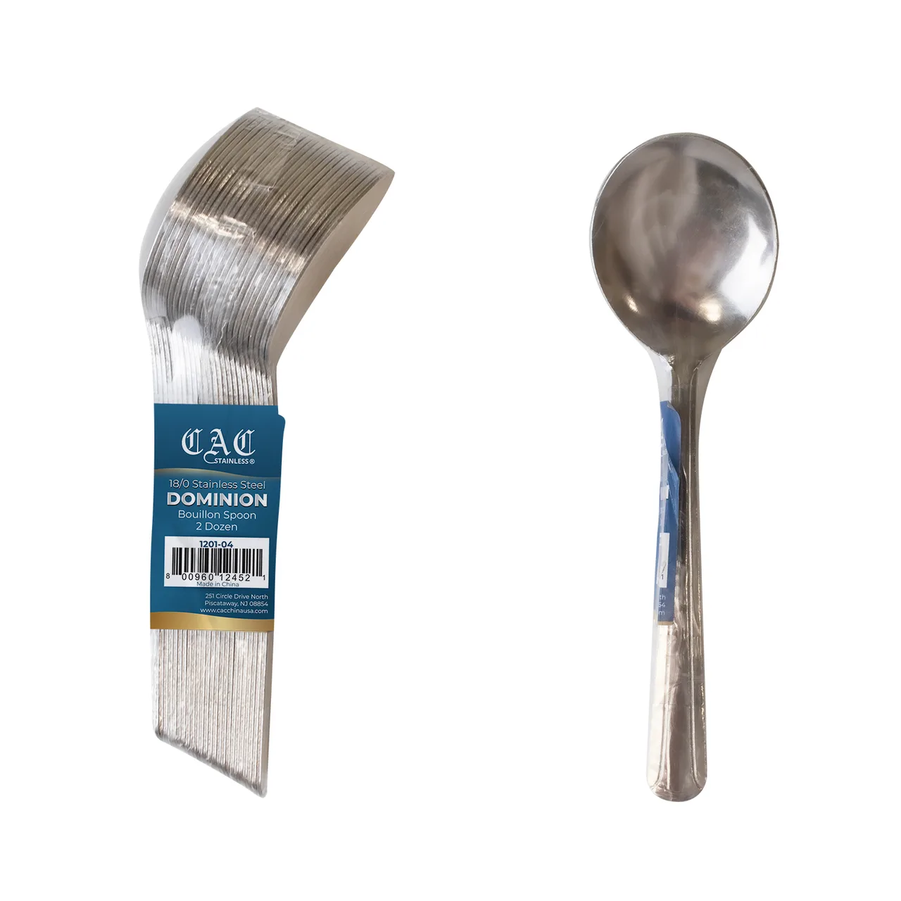 CAC China 1201-04 Dominion Bouillon Spoon, 6" Length, 18/0 Stainless Steel, Medium Weight - 1/Pack