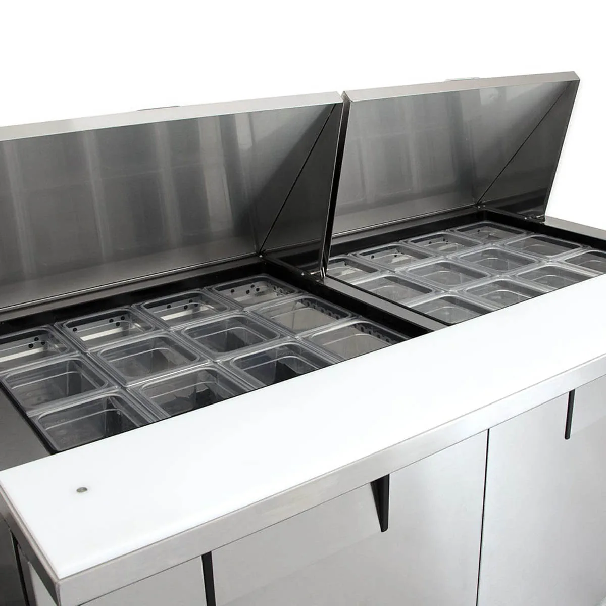 True TSSU-60-24M-B-ST-HC 60" Mega Top Sandwich/Salad Prep Table w/ 2 Doors, 24 Pans