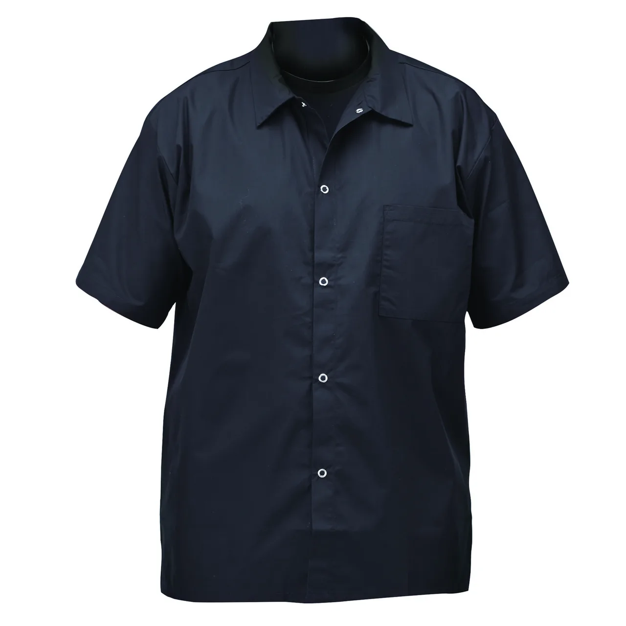 Winco UNF-1KS Broadway Chef Shirt, Short Sleeved, black, small