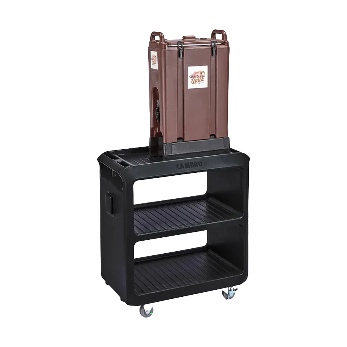 Cambro BC225110 NSF Black Polyethylene 3-Shelf Service Cart - 28" x 16" x 32.25"