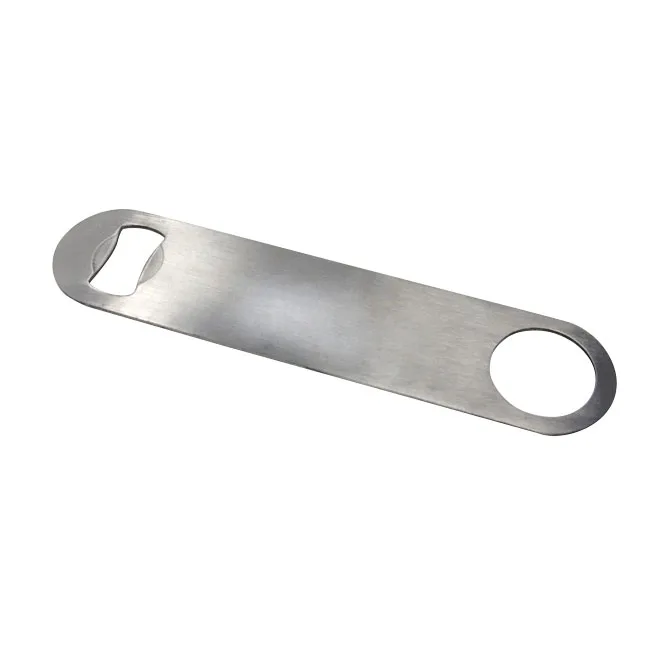 Omcan USA 80847 Flat Stainless Steel Bottle Opener, Handheld Bar Tool, Polished, 2.5" Length