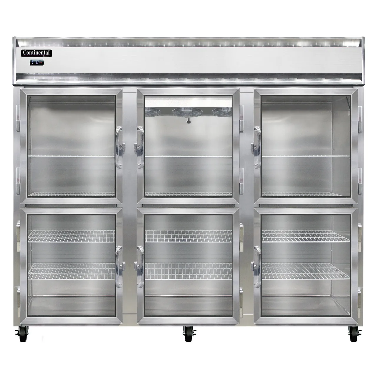 Continental Refrigerator 3FENSSGDHD 85" 3-Section Reach-In Freezer, 6 Half Glass Doors, Stainless Steel, Top Mounted, 73 cu. ft.