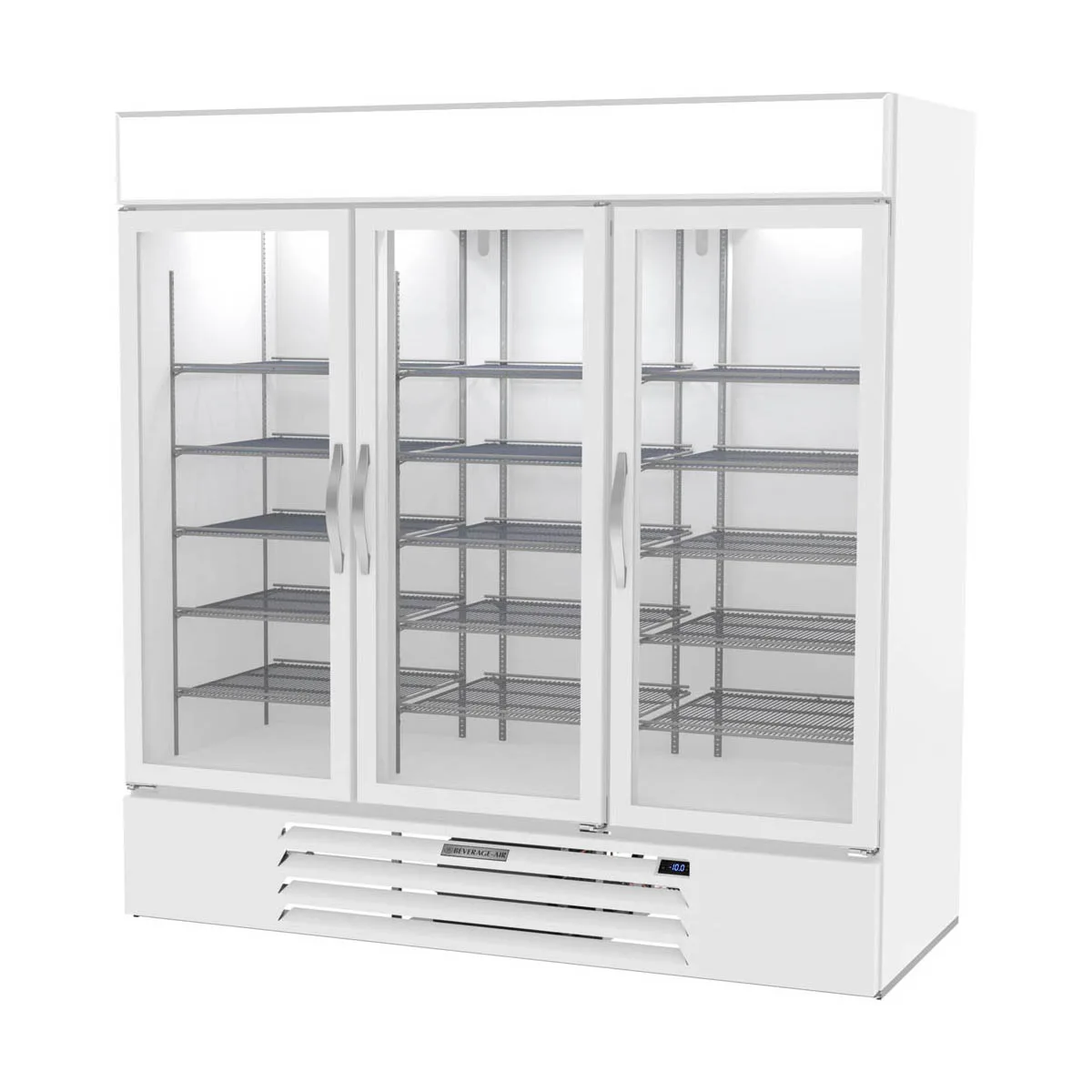 Beverage Air MMF72HC-5-W 75" 3 Glass Door Merchandiser Freezer in White, 68.5 cu. ft.