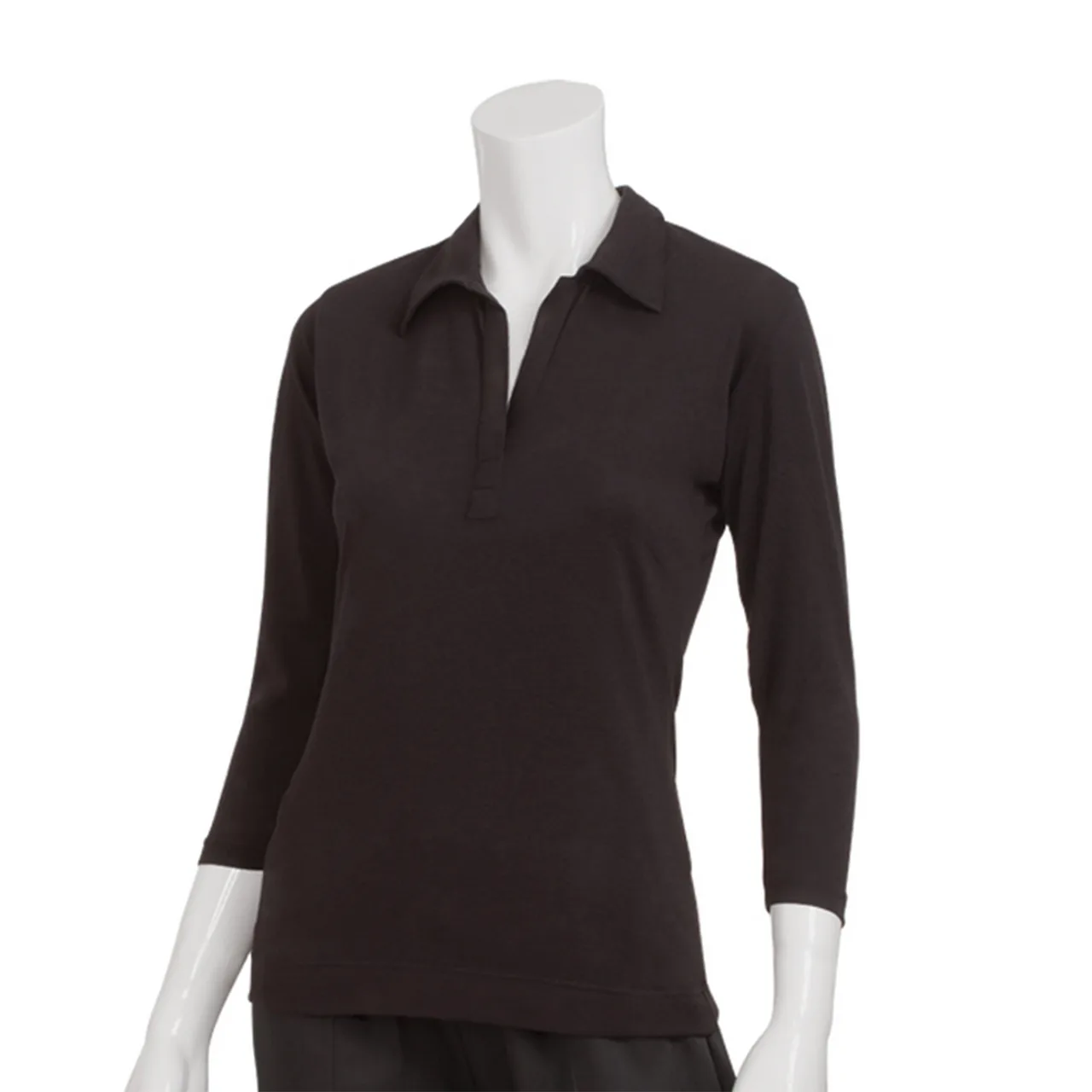 Chef Works TSWO-BLK-L Women's Definity Cook Shirt, Large, Black, 3/4 Sleeve, Poly/Cotton