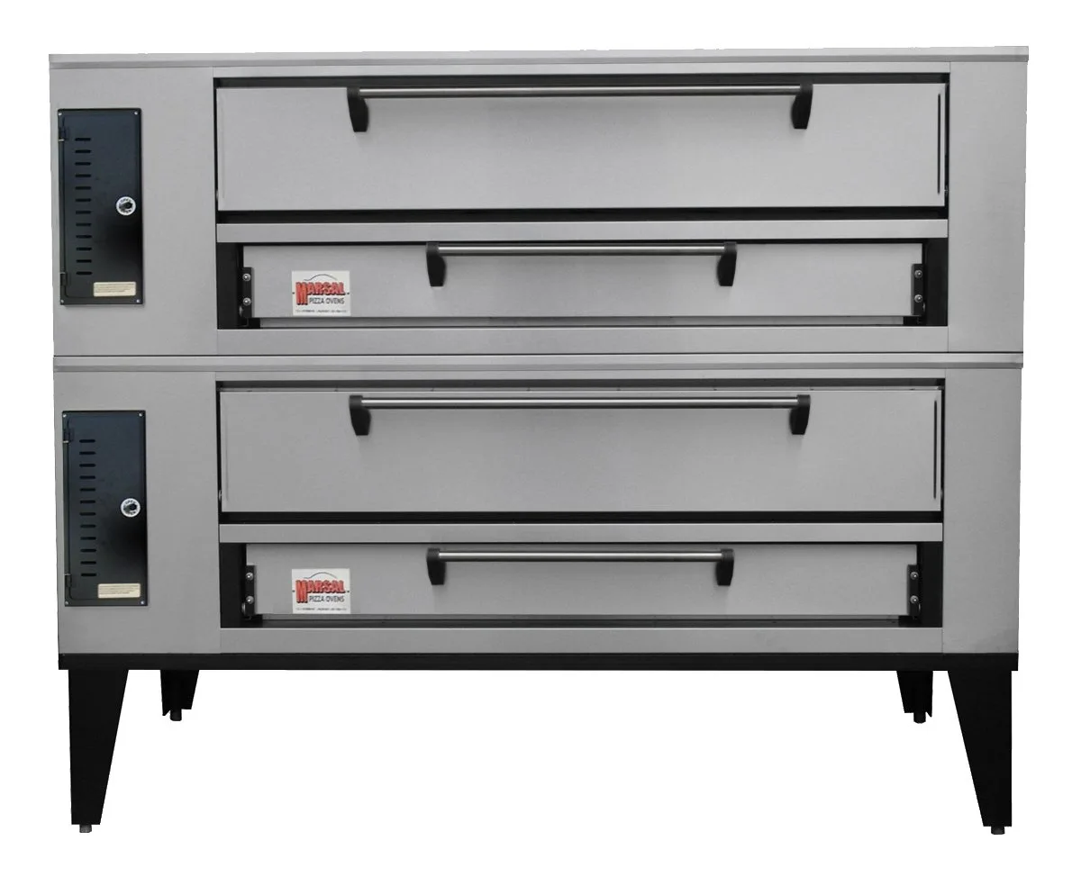 Marsal SD-10866 STACKED Gas Double Deck Pizza Oven, Two 10"H x 44" x 66" Baking Chambers