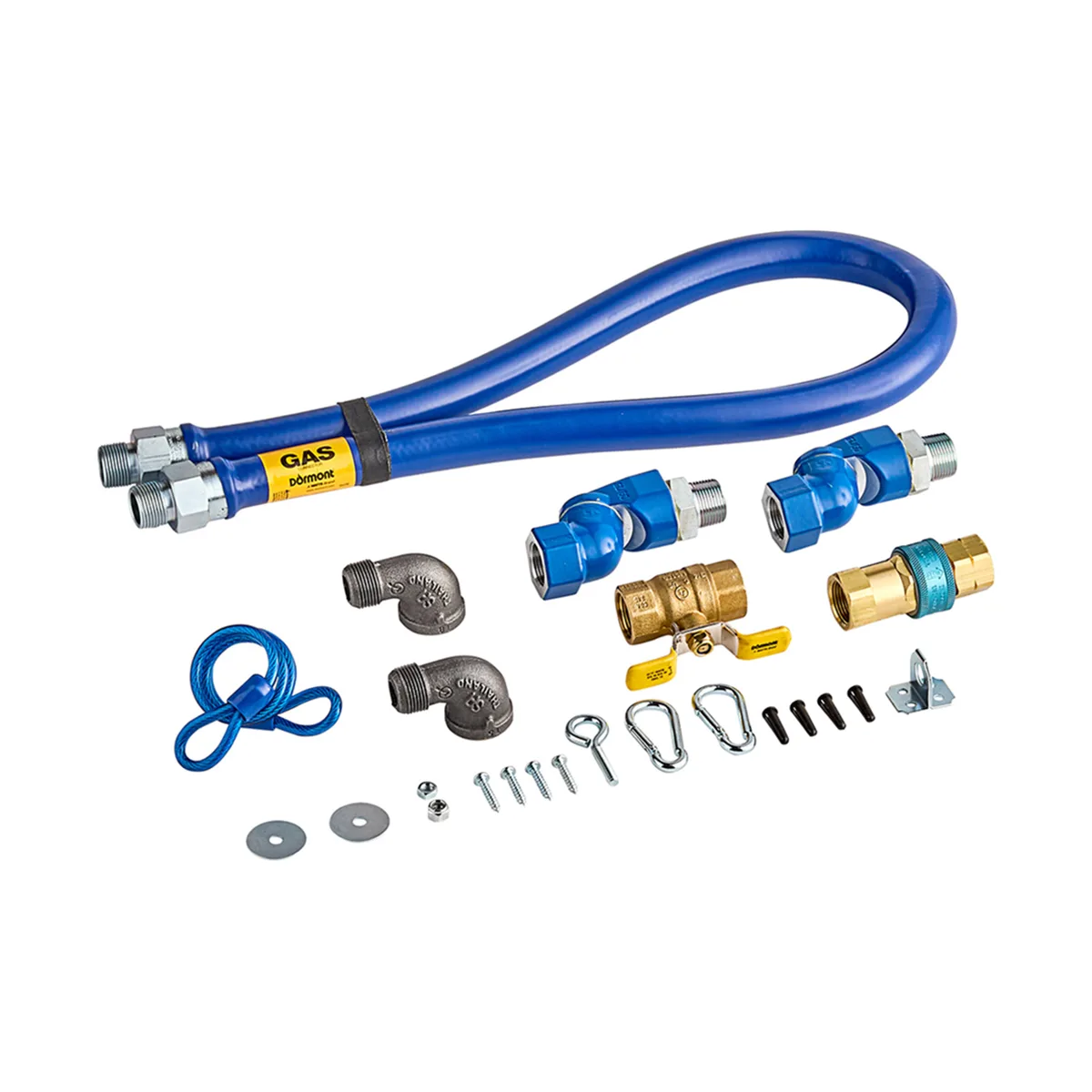Dormont 1675KIT2S48 Deluxe SnapFast 48" Gas Connector Kit w/ Two Swivels, Restraining Cable, 3/4" Dia