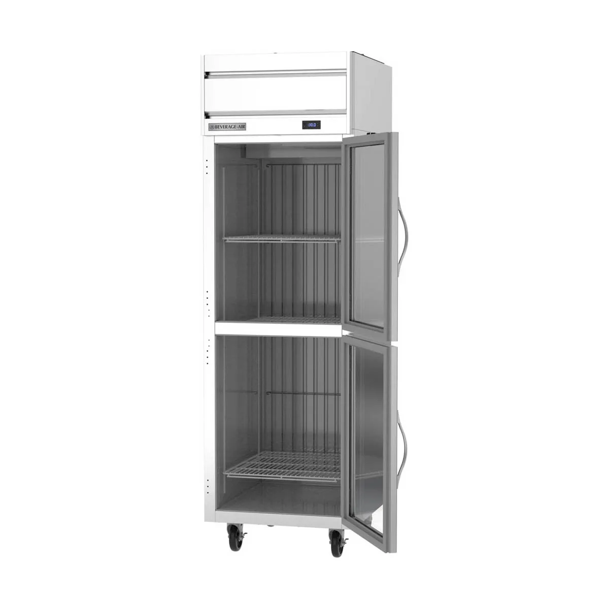 Beverage Air HFP1HC-1HG 26" 1-Section Reach-In Freezer, 2 Half Glass Doors, Top Mount, 21 cu. ft., Stainless Steel