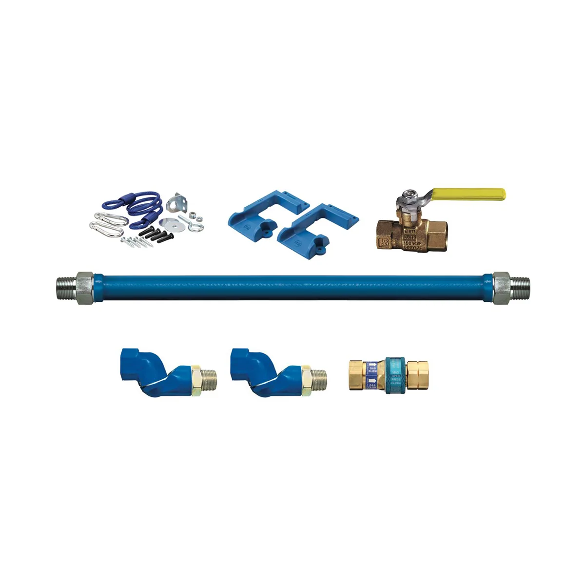 Dormont 16125KIT2S60PS Deluxe SnapFast 60" Gas Connector Kit, Two Swivels, Safety Set, 1-1/4" Diameter