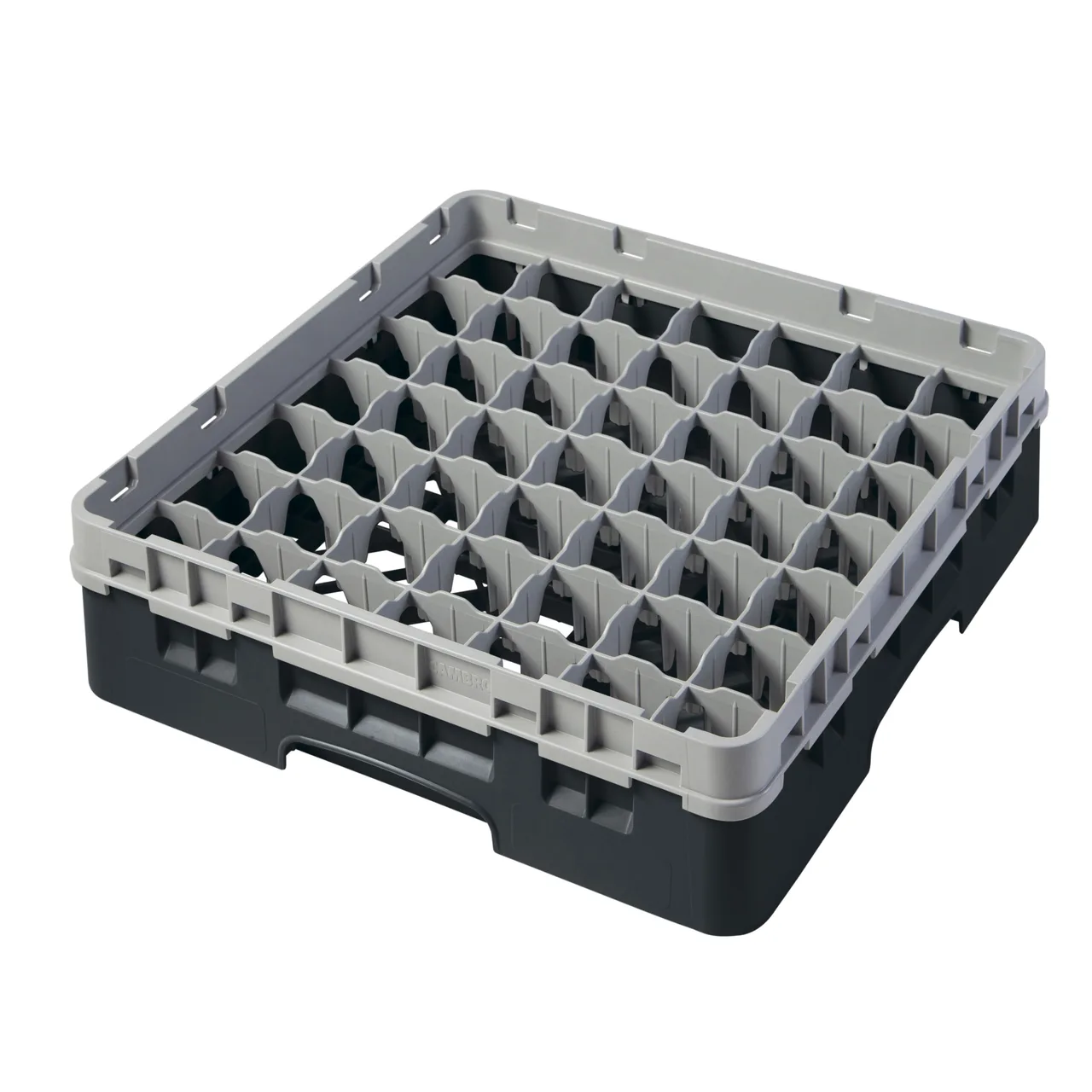 Cambro 49S318110 Camrack Glass Rack, Black, Full Size, 19-3/4 x 19-3/4, 49 Compartments, 2-7/16 Max Dia, 3-5/8 Max Height
