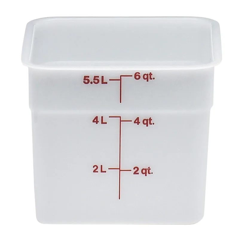 Cambro 6SFSP148 CamSquare - 6 Qt, 8-3/8" L x 8-3/8" W x 7-1/4" H, White PE, Container Only