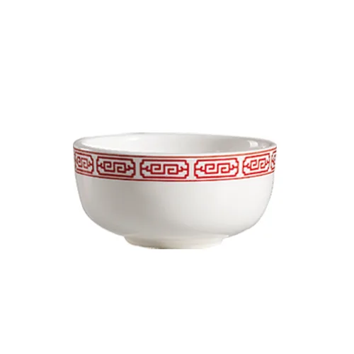 CAC China 105-95 Red Gate Jung Bowl – 9 Oz., 4.5" Dia., Porcelain, Red/Bone White – 1 Dozen