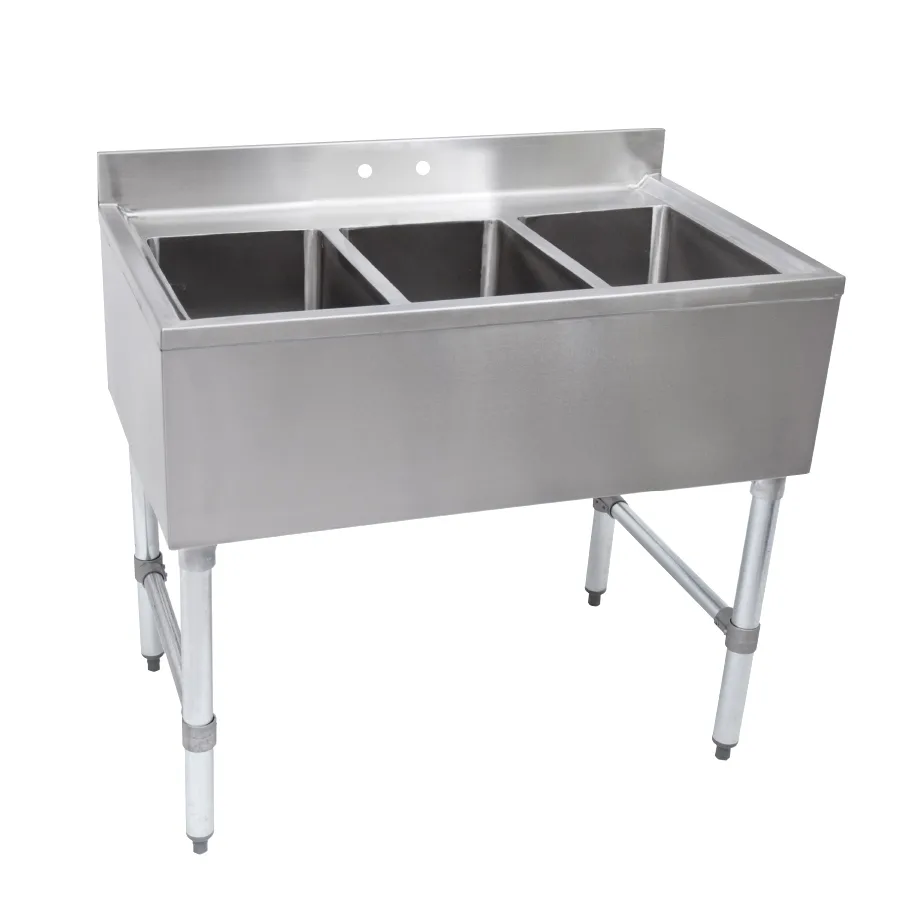 John Boos UBS3-2136 40" Underbar Sink Units, 3 Compartment without Drainboard