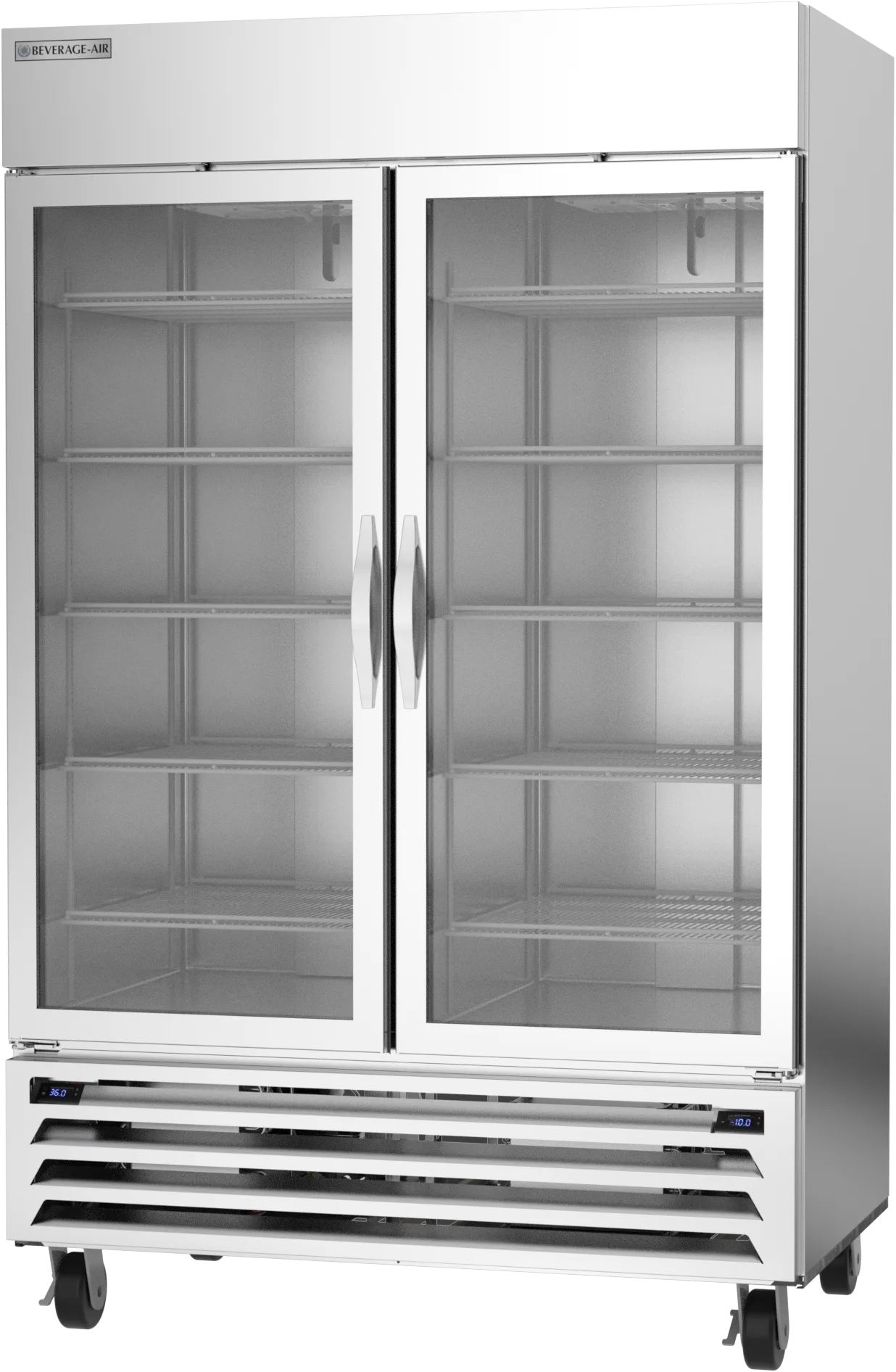 Beverage Air HBRF49HC-1-A-G 52" 2-Sections Reach-In Refrigerator Freezer Combo w/ 2 Glass Doors