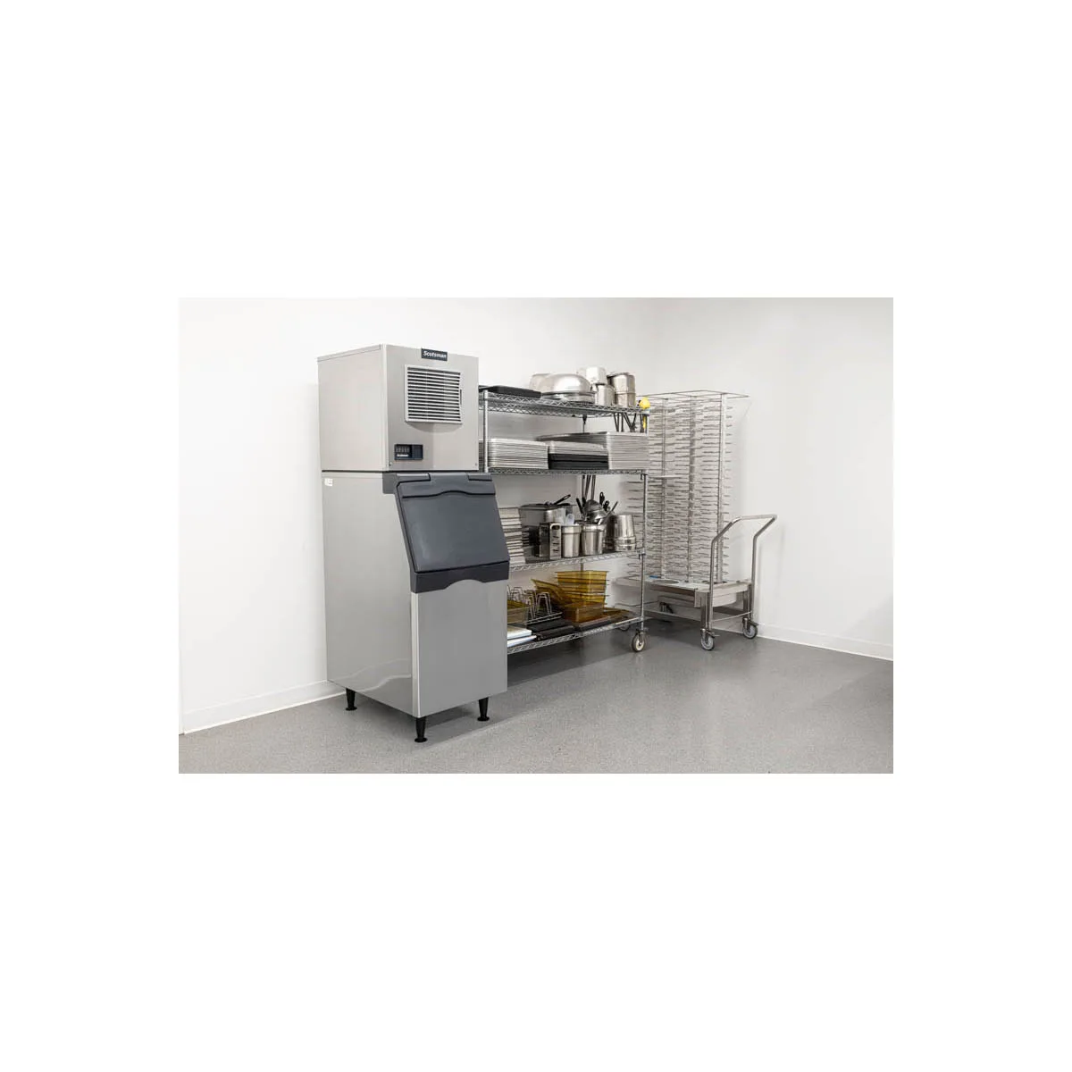 Scotsman MC0322MAX-1/B322S Air Cooled Full Cube 356 lb Ice Machine with Bin, 370 lb Storage