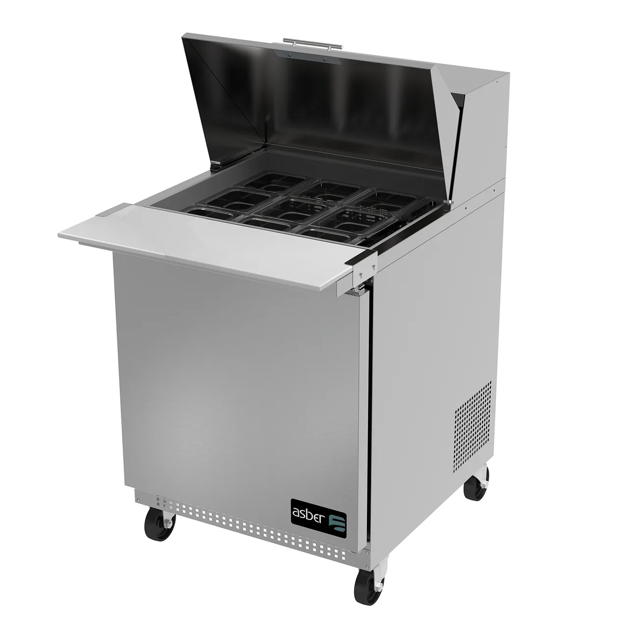 Asber APTM-27-12 27" One Section Mega Top Sandwich/Salad Prep Table w/ 1 Door, 12 pans, 6 cu. ft.