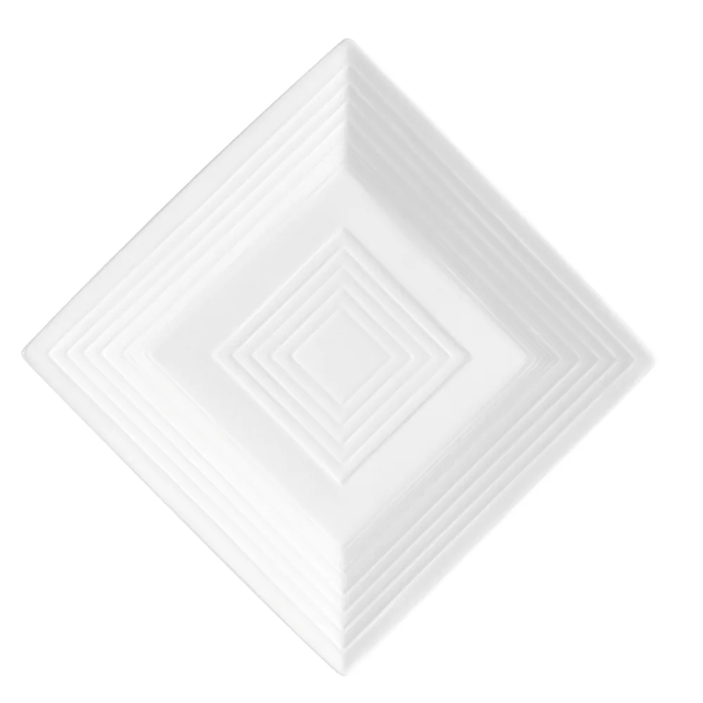 CAC China TGO-SQ6 Plate – 6" x 6" x 0.5" Porcelain Bone White Embossed Rim, Dishwasher Safe – 1 Dozen
