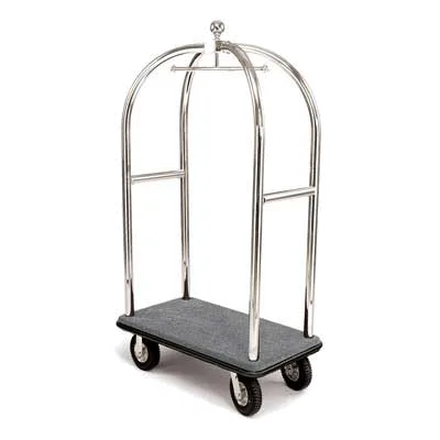 Forbes Industries 2521-SS Birdcage Luggage Cart w/ (2) Push Bars & Carpeted Deck