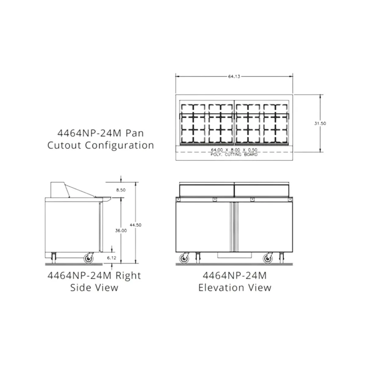 Delfield 4464NP-24M 64" 2-Door Mega Top Sandwich and Salad Prep Table, 24 Pans