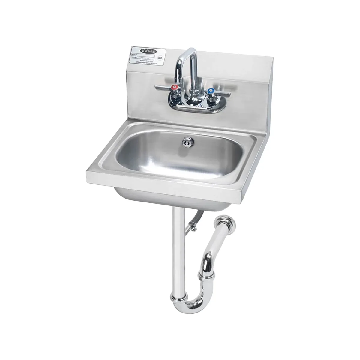 Krowne HS-4 15" Wall Mounted Hand Sink with Faucet & P-trap - 20 gauge
