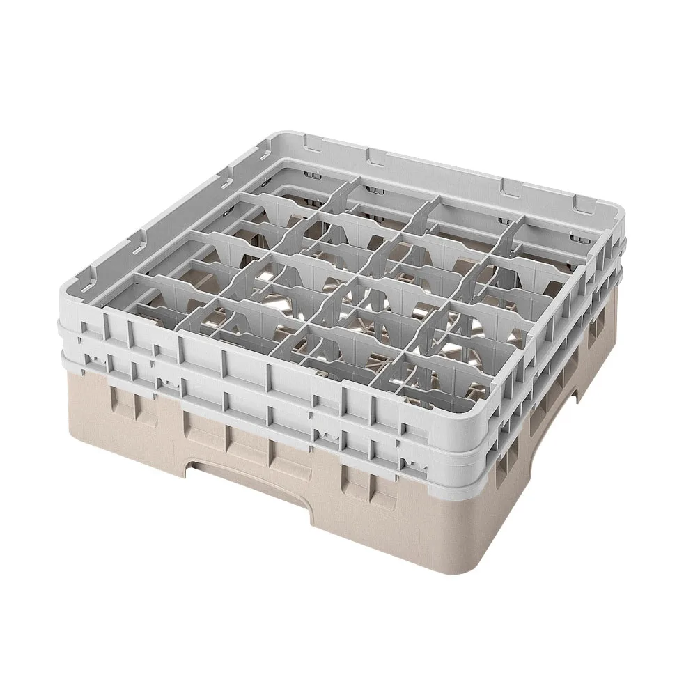 Cambro 16S434184 Camrack Glass Rack, Full Size, Beige, 19-3/4 x 19-3/4, 16 Compartments