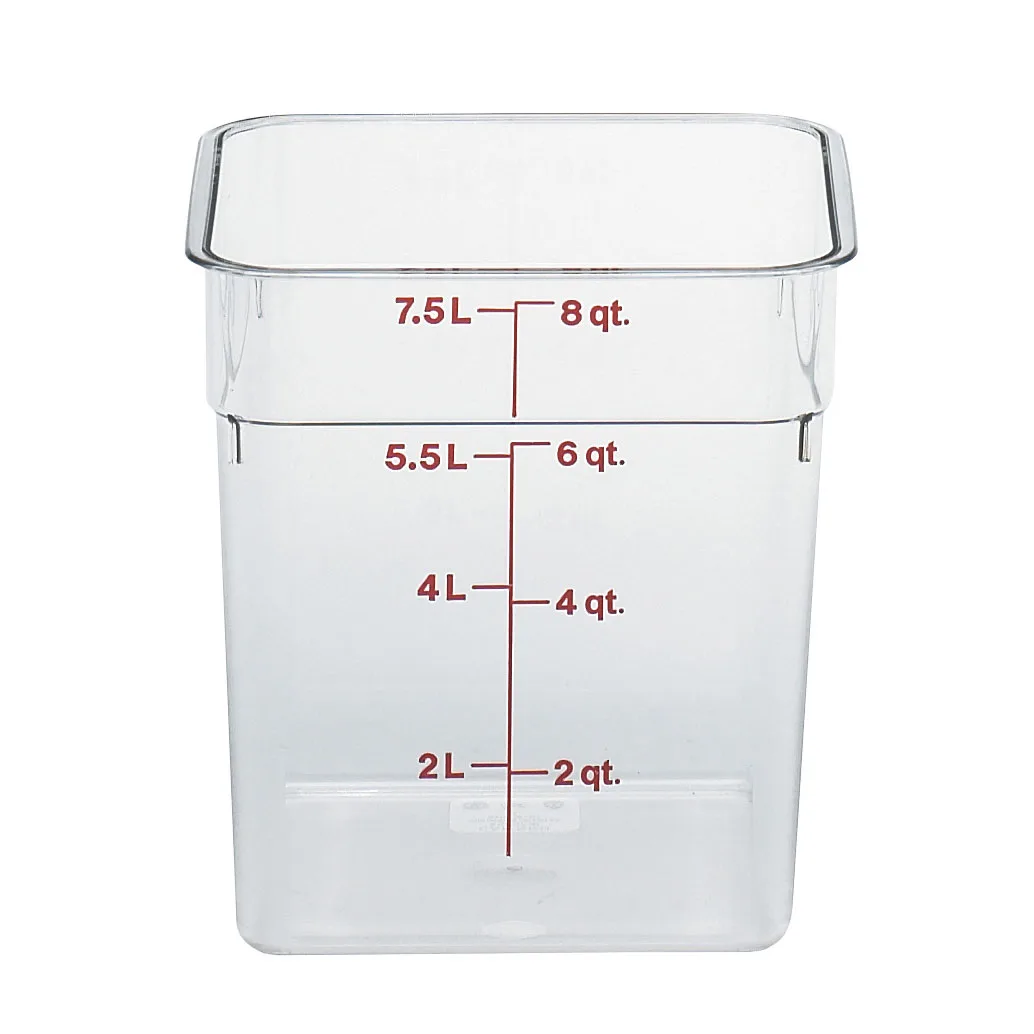 Cambro 8SFSCW135 CamSquare 8-Qt Square Container, 8.38×8.38×9.13 in, Clear Polycarbonate, NSF