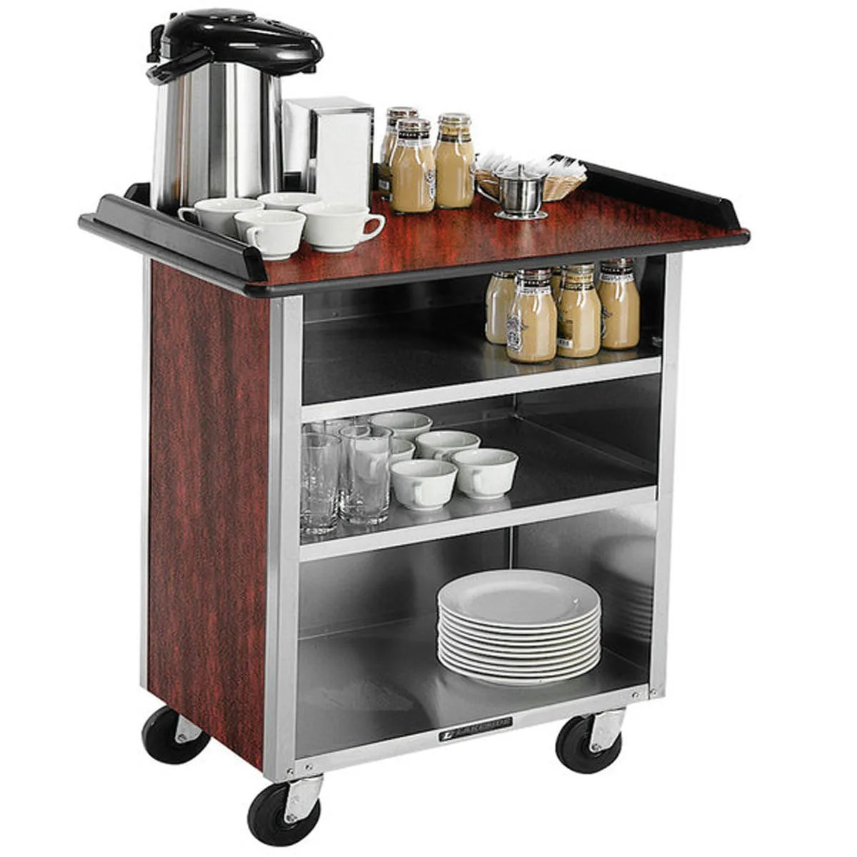 Lakeside 678 Stainless Steel Beverage Service Cart w/ 3 Shelves - 24" x 40 3/4" x 38 5/16"