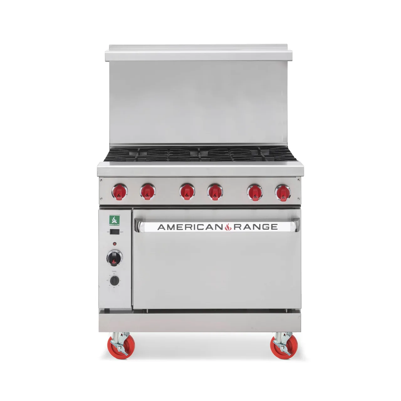 American Range ARGF-36G-4B-126L 60" Gas Restaurant Range w/ (4) Open Burners, 36" Griddle, (1) Standard Oven, (1) Space Saver Oven, 242.000 BTU