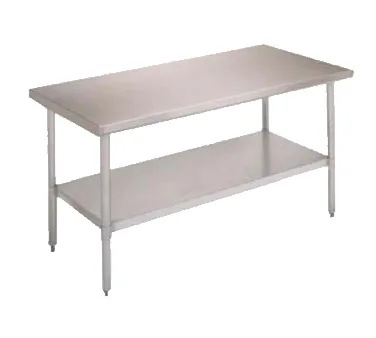 John Boos FBLS6030 60" Open Base Work Table with Undershelf, Flat Top / 18 Gauge Top