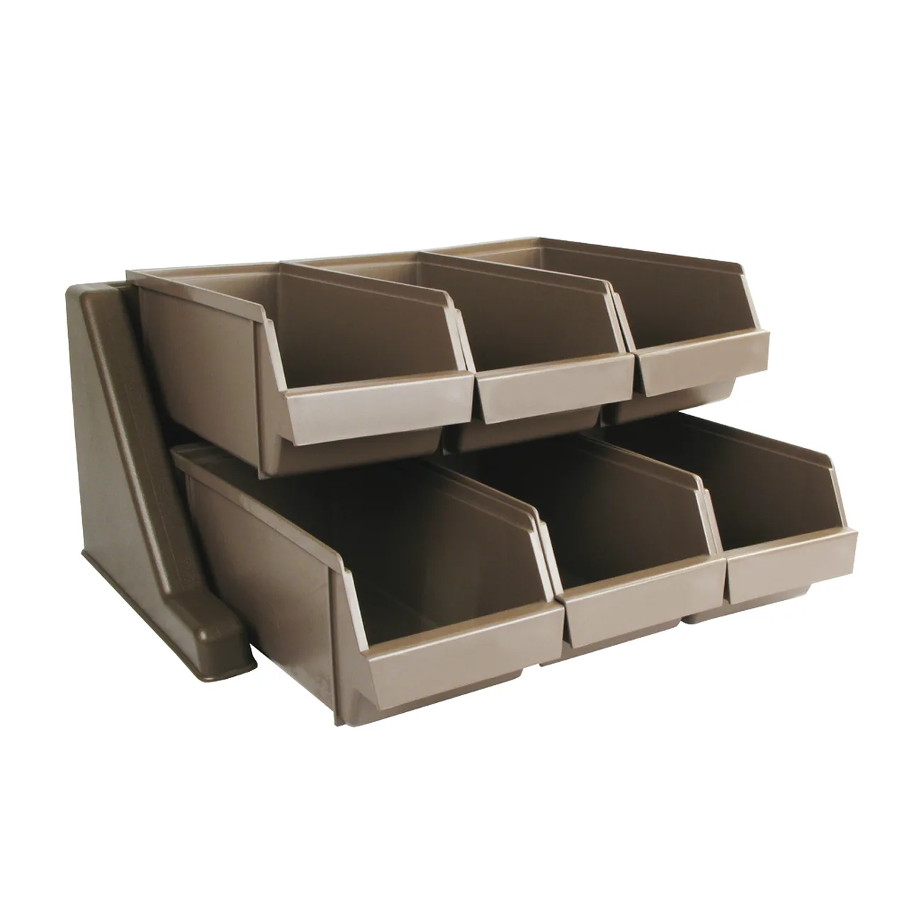 Winco OGZ-6 Plast. Cutlery Set, 6-Comp Beige Rack with 6 Bins, 18-3/4"L x 14-7/8"W x 9-5/8"H