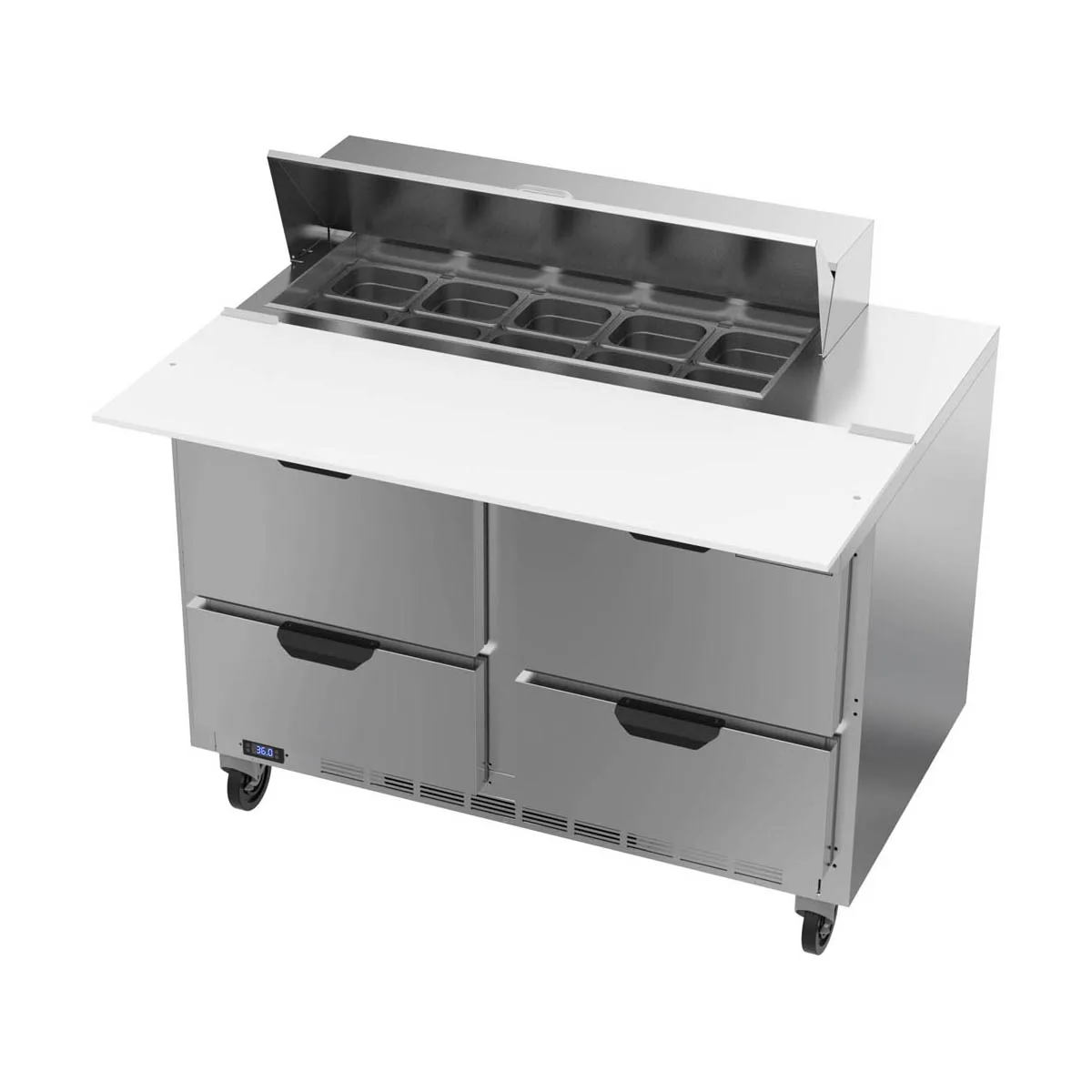 Beverage Air SPED48HC-10C-4 48" Two Section Sandwich/Salad Prep Table w/ 4 Drawers, 10 Pans