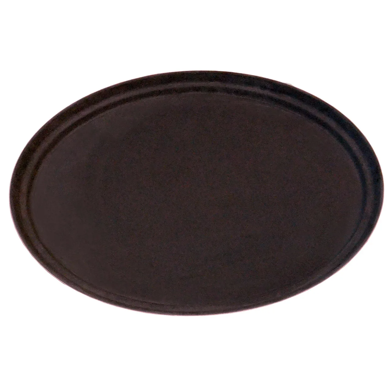 Omcan USA 80108 Oval Serving Tray, 26" Diameter, Brown ABS Plastic, Non‑Slip Coating