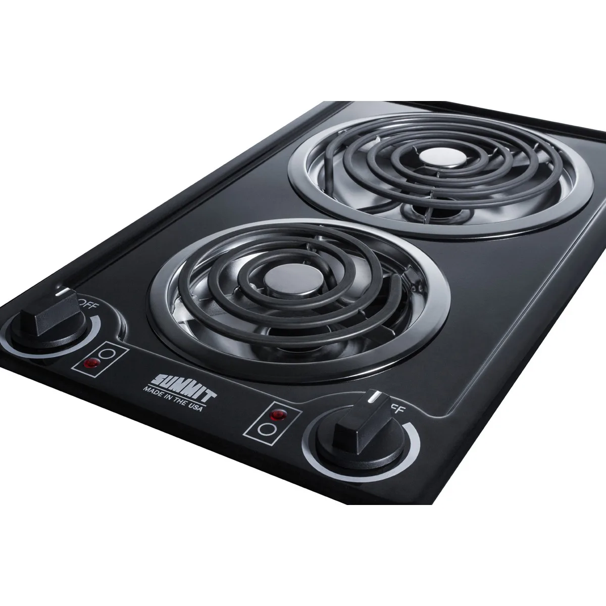 Summit CCE212BL 12" Electric Radiant Cooktop w/ (2) Spiral Burners, Manual Controls, Black Porcelain, 1.5 kW, 115v