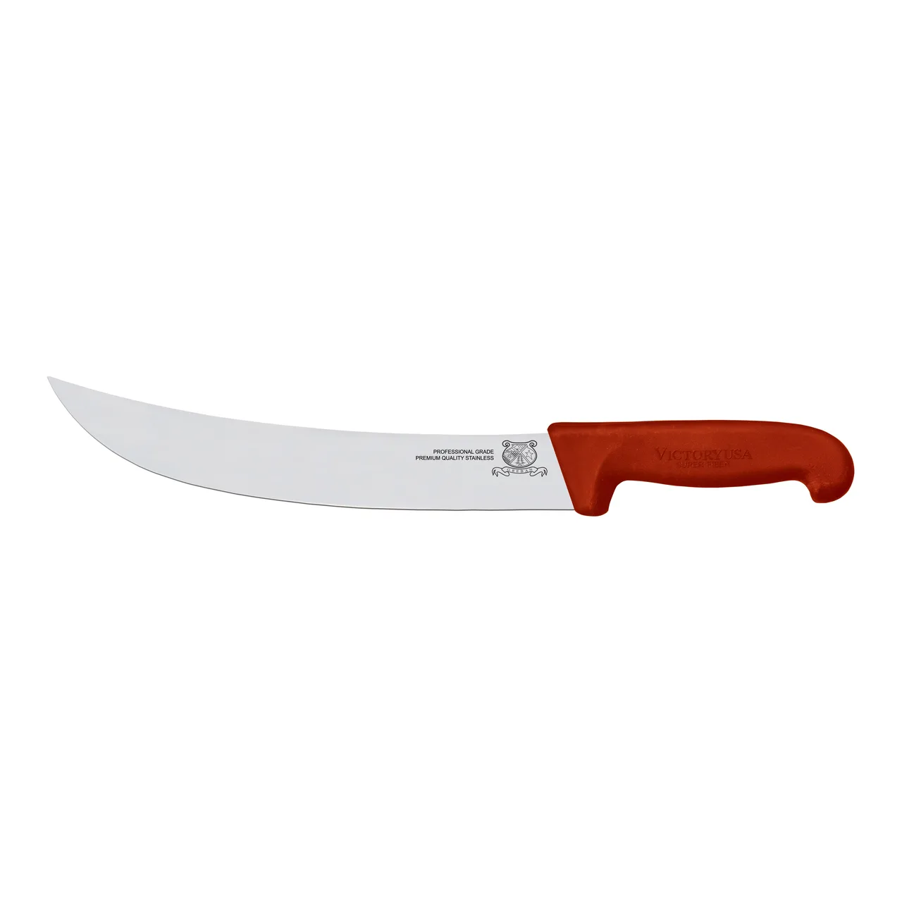 Omcan USA 23888 Steak Knife – 12" Stainless Steel Blade, Red Plastic Handle, Stamped, 10"‑14" Length
