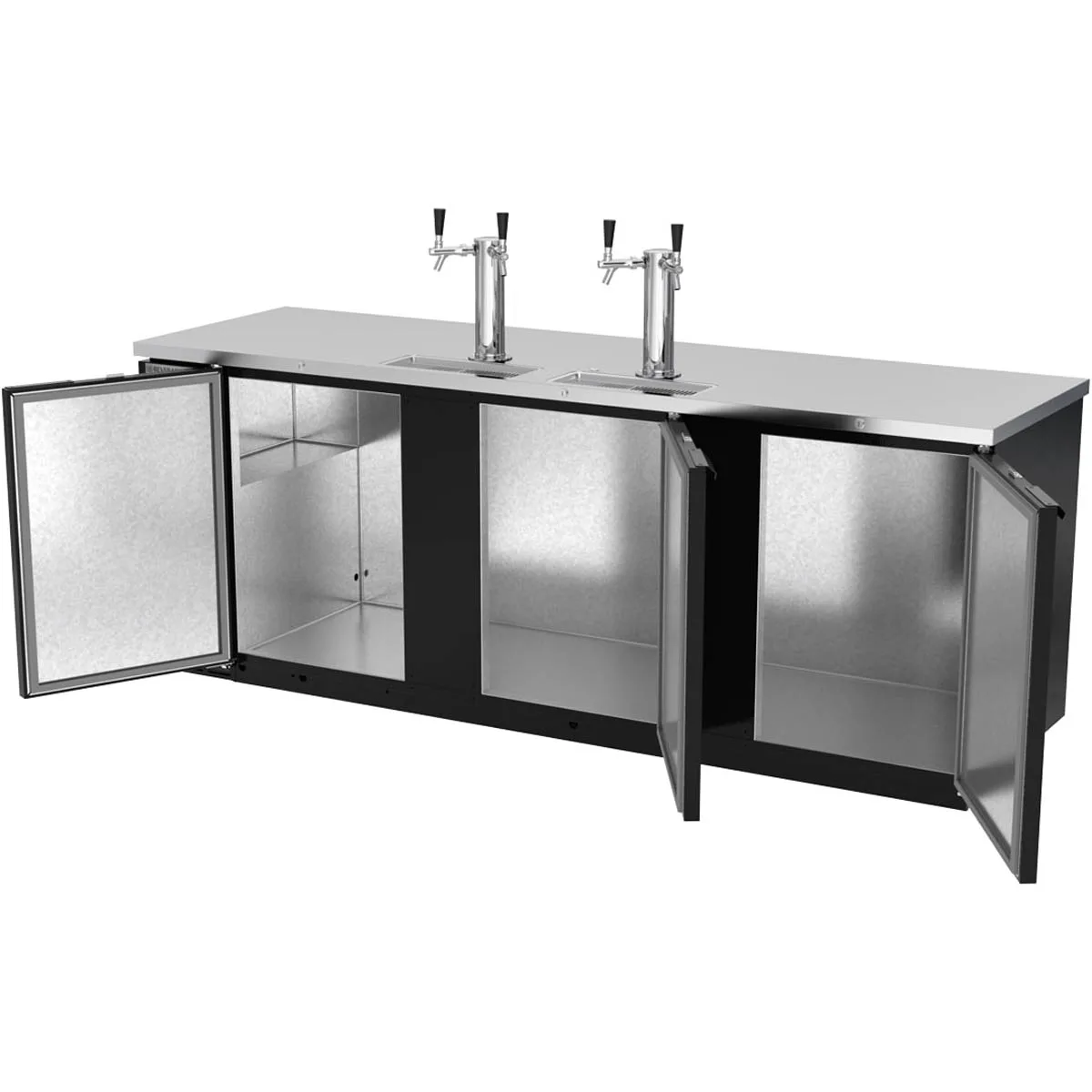 Beverage Air DD94HC-1-B 95" Draft Beer Cooler, 5‑Keg, 37.8 cu ft, Black, 2Col Faucet R290 1/3 HP USA