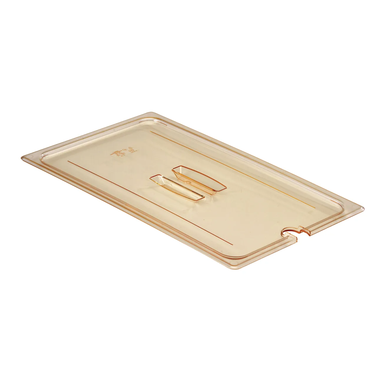 Cambro 10HPCHN150 H‑Pan Amber Handled Lid Spoon Notch, High‑Heat -40°F to 300°F, NSF