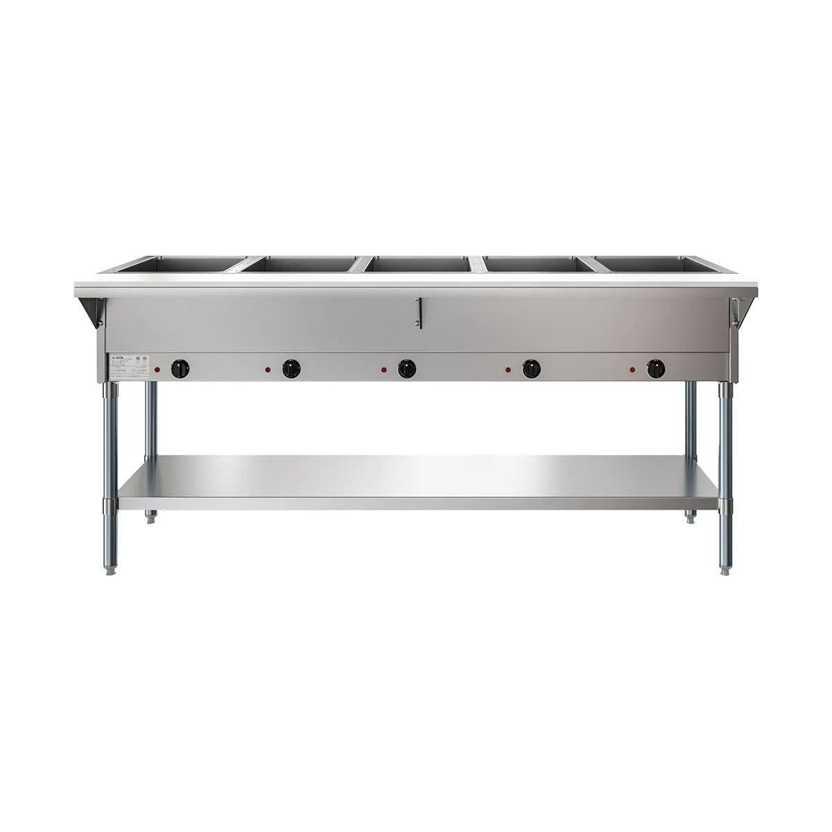 Koolmore KM-OWS-5 72" Electric Steam Table with Undershelf, (5) Open Wells
