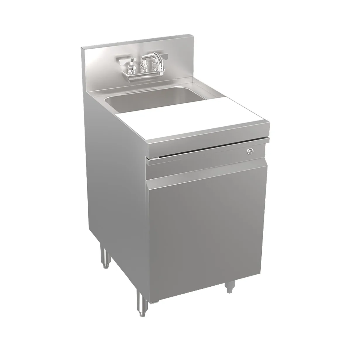 Krowne KR24-MT18-C 18" Underbar Hand Sink Unit with Cabinet Base, Cutting Board & Faucet
